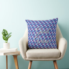 Good Vibes Retro Paars naar Blauw Geometrisch Abst Kussen