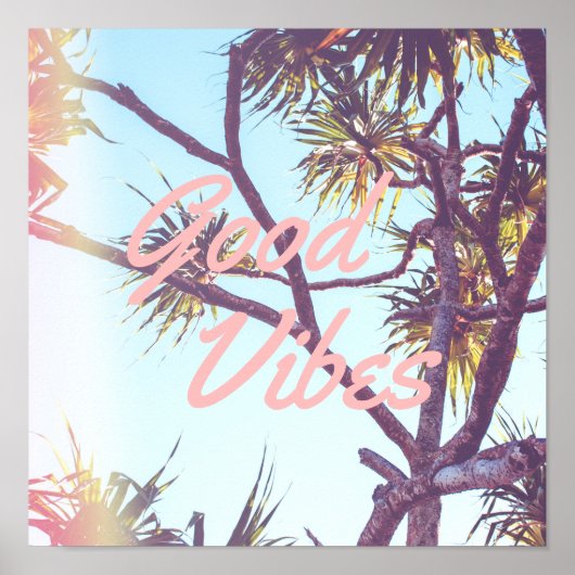 Good Vibes - Retro Tropical Tree | POSTER (Voorkant)