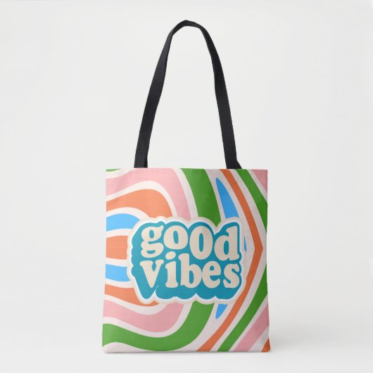 'Good Vibes' Retro Wave Esthetische Schoudertas Tote Bag (Voorkant)
