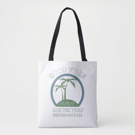 Good Vibes Ride the Tides Costa Rica Tote Bag (Voorkant)
