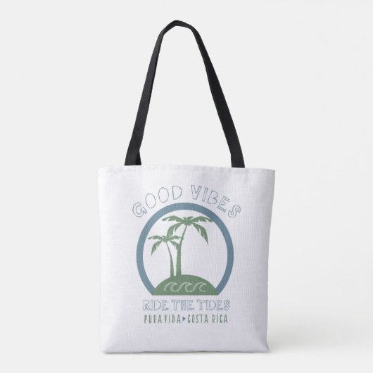 Good Vibes Ride the Tides Costa Rica Tote Bag (Achterkant)