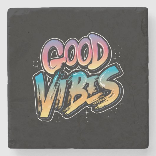 good-vibes-slogan-graphic-typography stenen onderzetter (Voorkant)