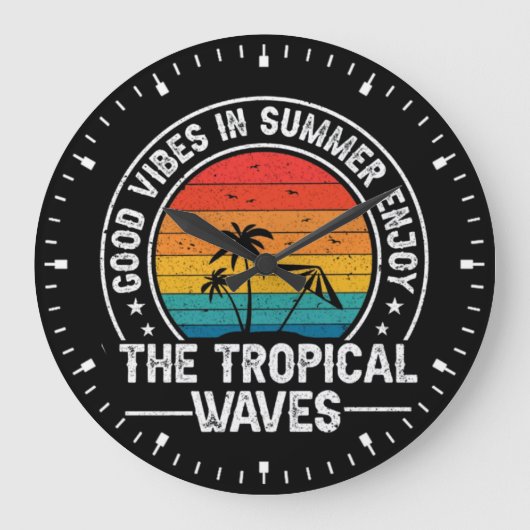 Good Vibes Summer Tropical Waves-64107 Grote Klok (Voorkant)
