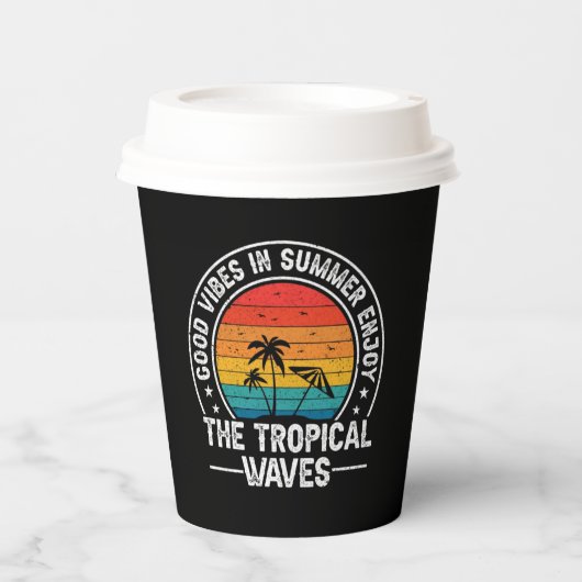Good Vibes Summer Tropical Waves-64107 Papieren Bekers (Voorkant)