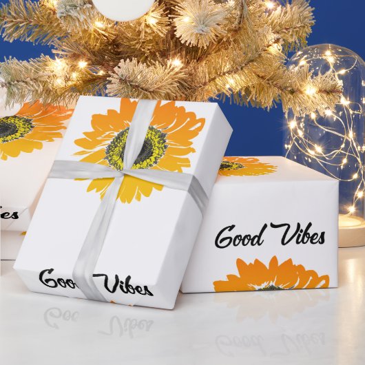 Good Vibes Sunflower Cadeaupapier (Feestdagen)