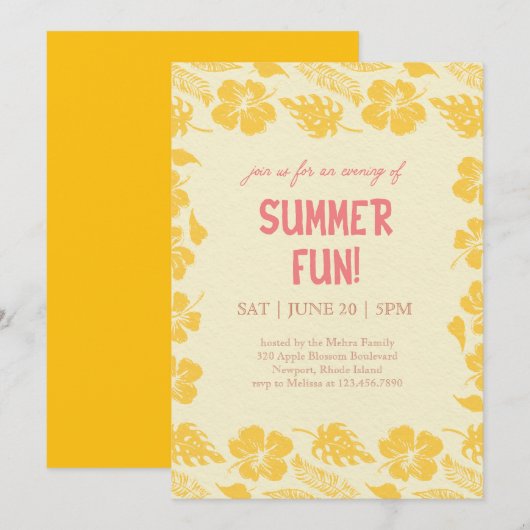 Good Vibes & Sunshine Summer Party Kaart (Voorkant / Achterkant)