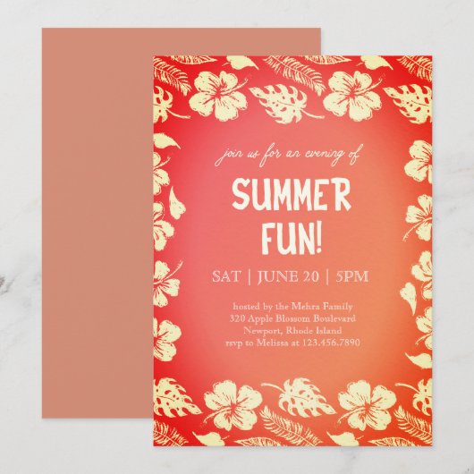 Good Vibes & Sunshine Summer Party Kaart (Voorkant / Achterkant)