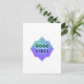 "Good Vibes" Text on Gradient Star Shape Briefkaart (Staand voorkant)
