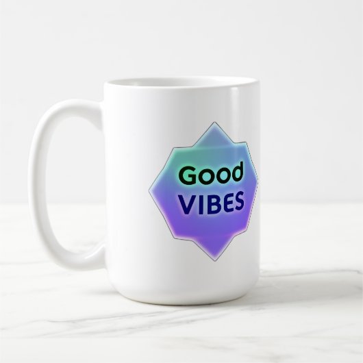 "Good Vibes" Text on Gradient Star Shape Koffiemok (Links)