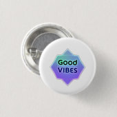 "Good Vibes" Text on Gradient Star Shape Ronde Button 3,2 Cm (Voorkant /achterkant)