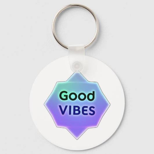 "Good Vibes" Text on Gradient Star Shape Sleutelhanger (Voorkant)