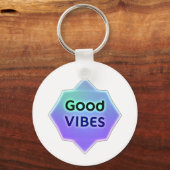 "Good Vibes" Text on Gradient Star Shape Sleutelhanger (Voorkant)