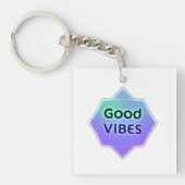 "Good Vibes" Text on Gradient Star Shape Sleutelhanger (voorkant)