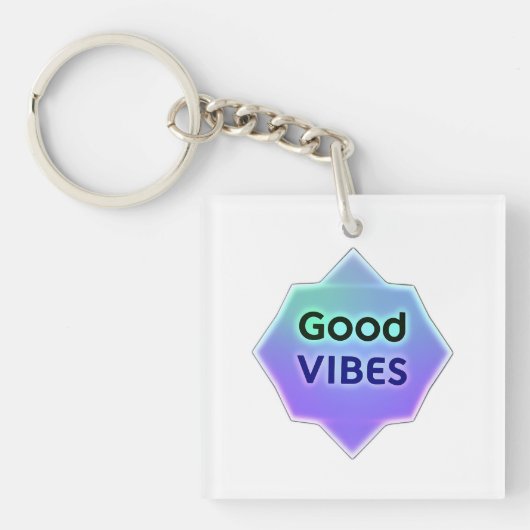 "Good Vibes" Text on Gradient Star Shape Sleutelhanger (voorkant)