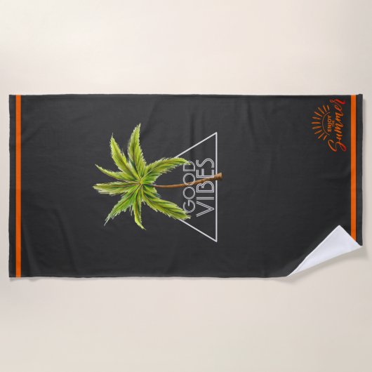"Good Vibes Triangle Design met Palm Tree" Strandlaken (Voorkant)
