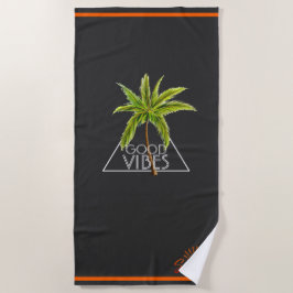 "Good Vibes Triangle Design met Palm Tree" Strandlaken