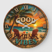 Good Vibes Tropical Beach Grote Klok (Voorkant)