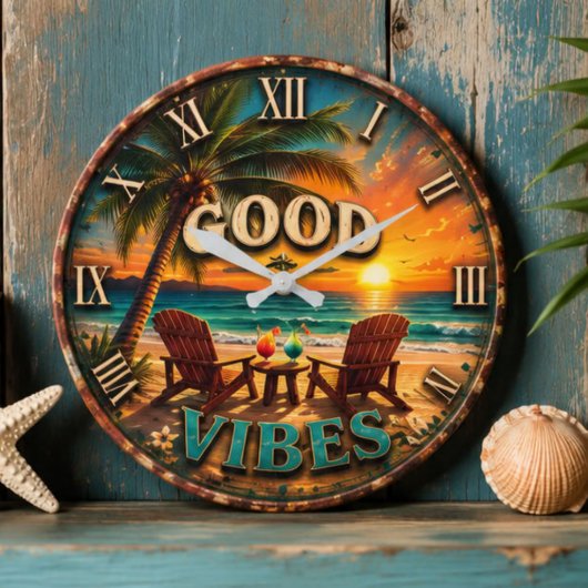 Good Vibes Tropical Beach Grote Klok