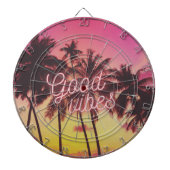 Good Vibes Tropical Pink Sunset Palm Tree Beach Dartbord (Voorkant)