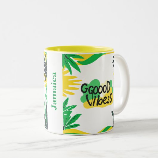 Good Vibes Tweekleurige Koffiemok (Voorkant rechts)