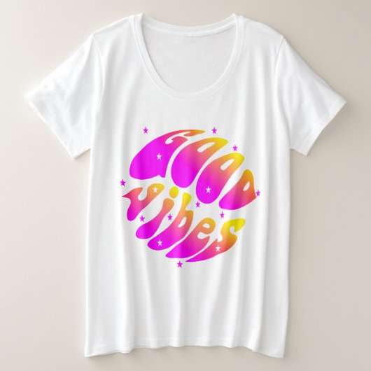 Good Vibes Typografie Grote Maat T-shirt (Design voorkant)