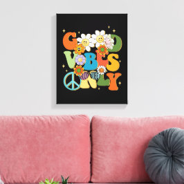 Good Vibes Typografie Illustratie Canvas Afdruk