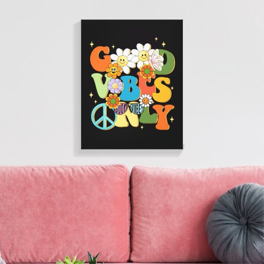 Good Vibes Typografie Illustratie Canvas Afdruk (Insitu (Woonkamer))
