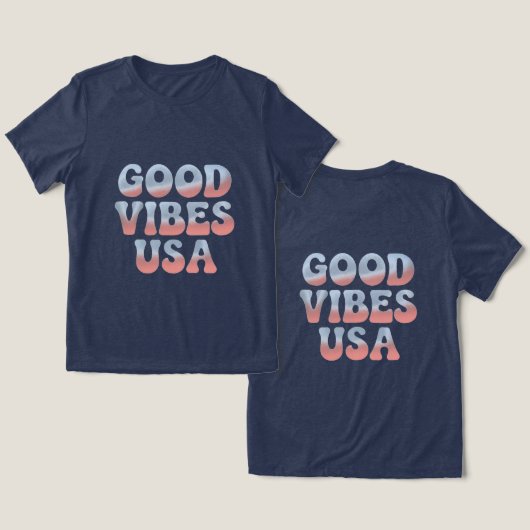 GOOD VIBES USA Navy Blauw Tri-Blend Shirt (Ontwerp Voorkant & Achterkant)