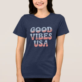 GOOD VIBES USA Navy Blauw Tri-Blend Shirt