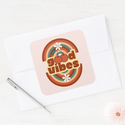 Good Vibes Vierkante Sticker (Envelop)