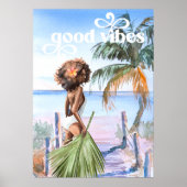 Good Vibes | Waterverf Trendy Retro Summer Beach Poster (Voorkant)