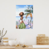 Good Vibes | Waterverf Trendy Retro Summer Beach Poster (Keuken)