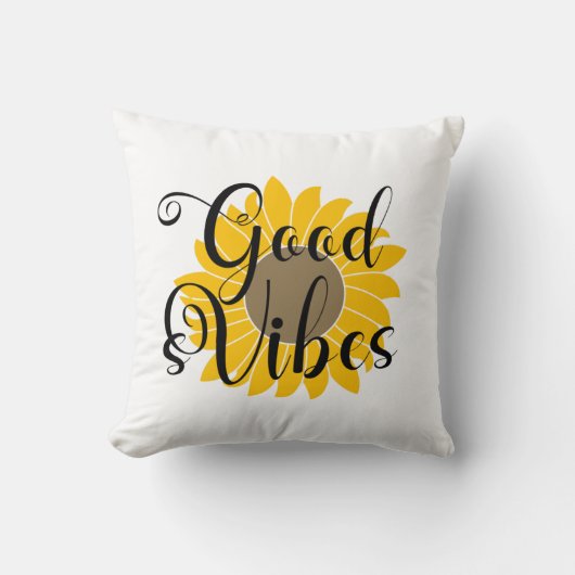 Good Vibes Zonnebloem T-shirt Kussen (Voorkant)
