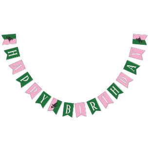 Good Witch Bad Witch - Roze en Groene Verjaardag Vlaggetjes