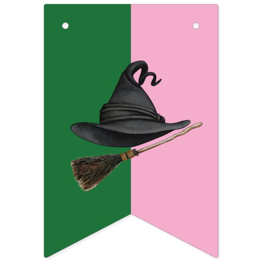 Good Witch Bad Witch - Roze en Groene Verjaardag Vlaggetjes (Eerste vlag)