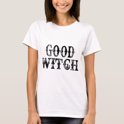 Good Witch Black en White Womens Halloween T-shirt (Voorkant)