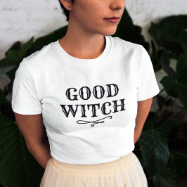 Good Witch Black en White Womens Halloween T-shirt