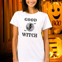 Good Witch Black en White Womens Halloween T-shirt