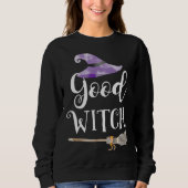 Good Witch Cute Hat Broomstick Halloween Tee Trui (Voorkant)