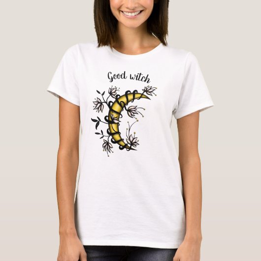 Good Witch Floral Moon Magic Witchy Pagan T-shirt (Voorkant)