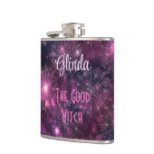 Good Witch Halloween Naam op 6oz Vinyl Wrapped Heupfles (Links)