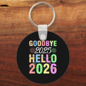 Goodbye 2025 Hello 2026 Christmas Lights Happy New Sleutelhanger (Voorkant)
