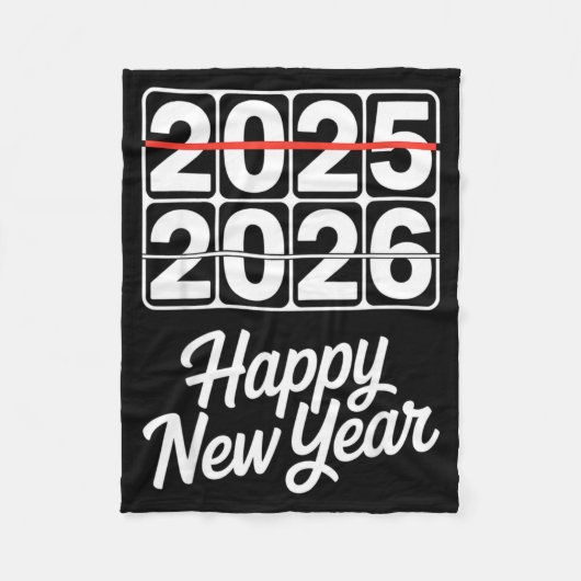 Goodbye 2025 Hello 2026 Clock Happy New Year Party Fleece Deken (Voorkant)