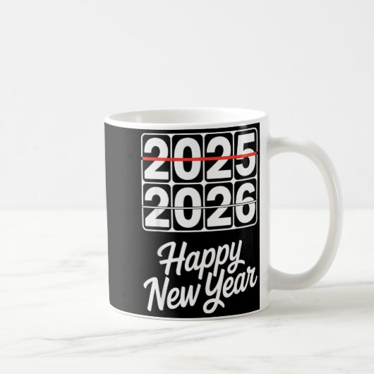 Goodbye 2025 Hello 2026 Clock Happy New Year Party Koffiemok (Rechts)