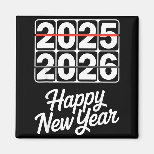 Goodbye 2025 Hello 2026 Clock Happy New Year Party Magneet (Voorkant)
