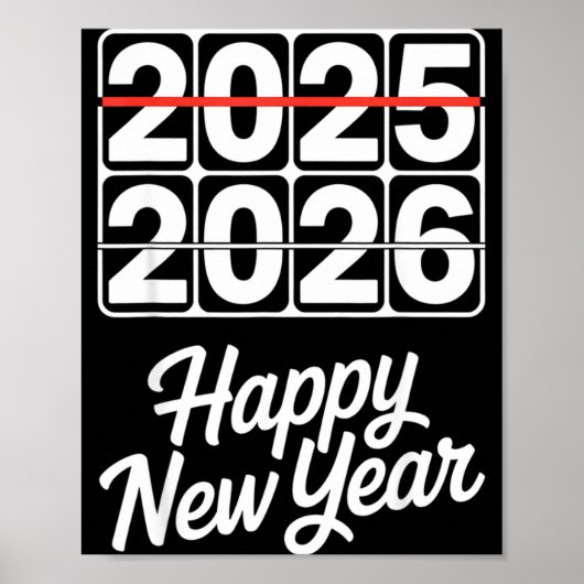 Goodbye 2025 Hello 2026 Clock Happy New Year Party Poster (Voorkant)
