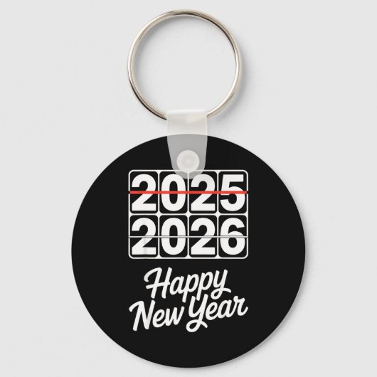 Goodbye 2025 Hello 2026 Clock Happy New Year Party Sleutelhanger (Voorkant)