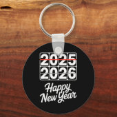 Goodbye 2025 Hello 2026 Clock Happy New Year Party Sleutelhanger (Voorkant)