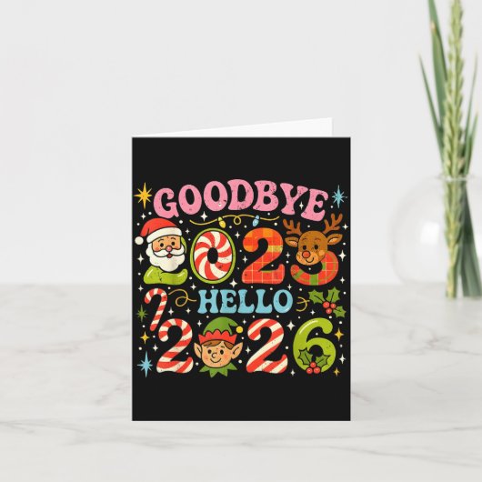 Goodbye 2025 Hello 2026 Cute Christmas New Year  Kaart (Voorkant)