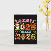 Goodbye 2025 Hello 2026 Cute Christmas New Year  Kaart (Gele Bloem)